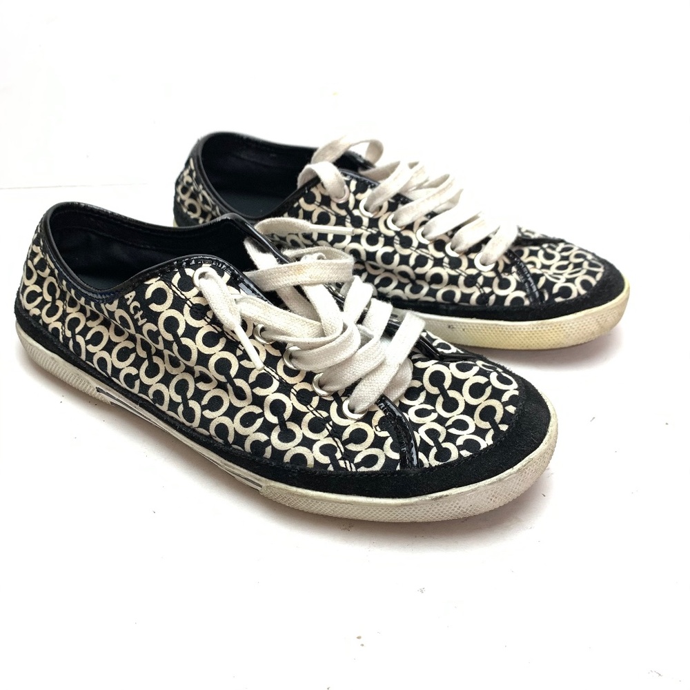 COACH EDITH Lace Up Sneakers Signature Shoes 8.5